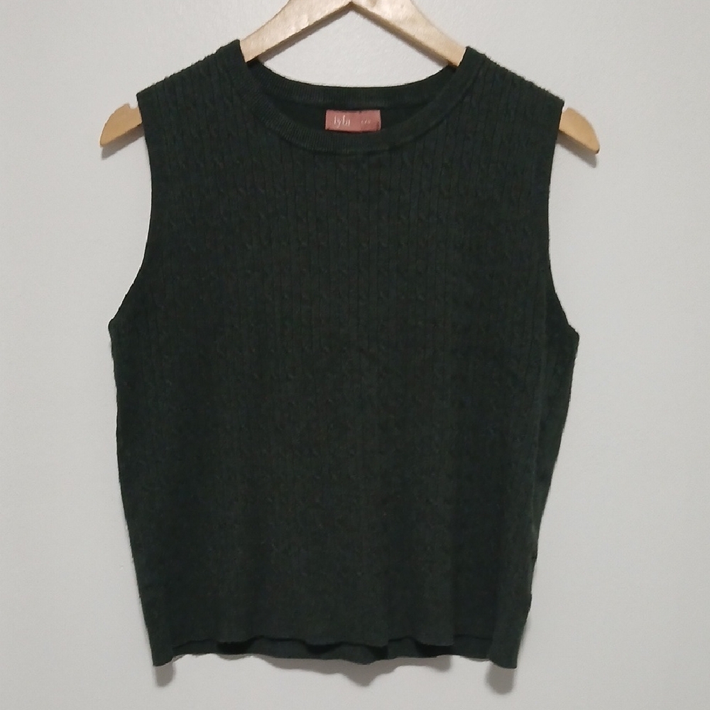 Iyla Womens Wooven Dark Green Viscose Blend Sleeveless Vest Top Size L